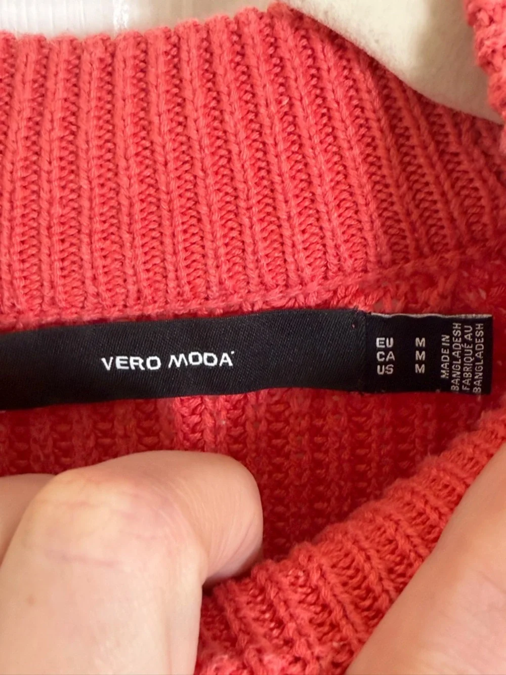 Vero Moda Coral Ribbed Mock Neck Sweater Chunky Knit Raglan Sleeve Cozy